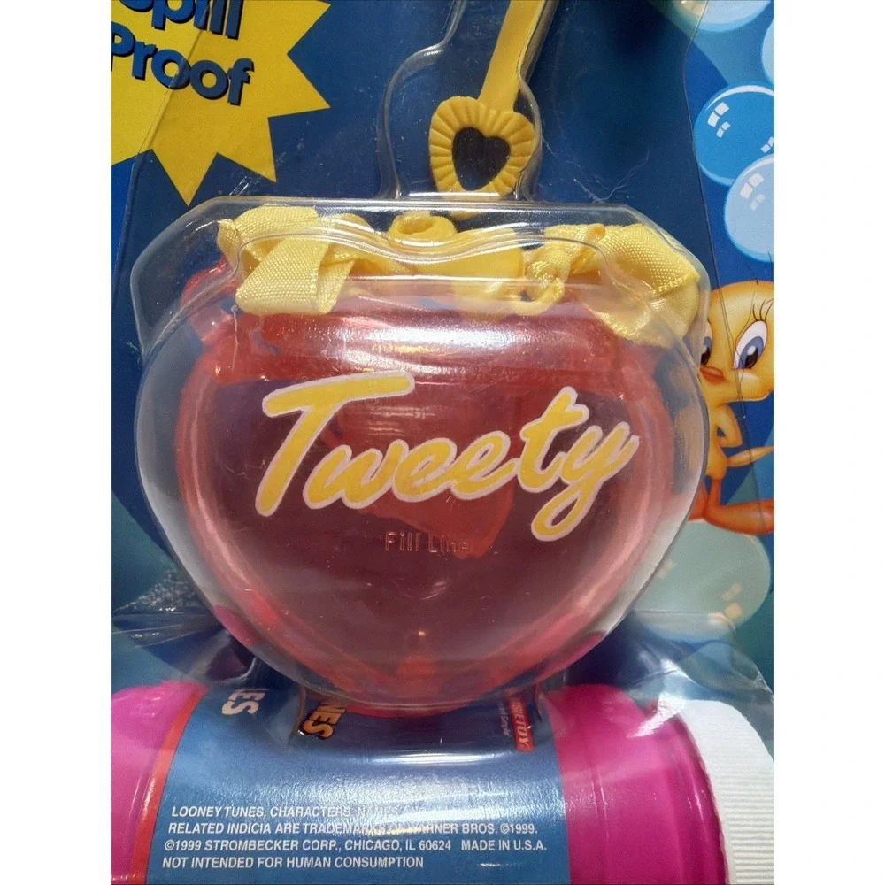 Vintage 1999 TWEETY BIRD Bubble Necklace Looney Tunes Tootsie Toy Spill Proof